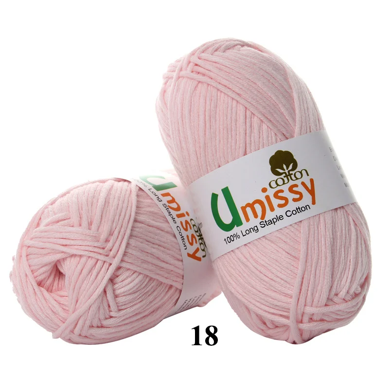 18 Pink 1pc Хлопчатобумажная пряжа для вязания, чесаная толстая пряжа для вязания, Органический Детский свитер, кукла, 50 г - Цвет: 18 Pink 1pc