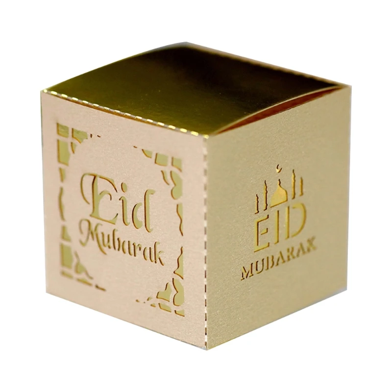 

50pcs Eid Mubarak Candy Box Ramadan Kareem Favor Gift Boxes Islamic Muslim Festival Happy Al-Fitr Supplies