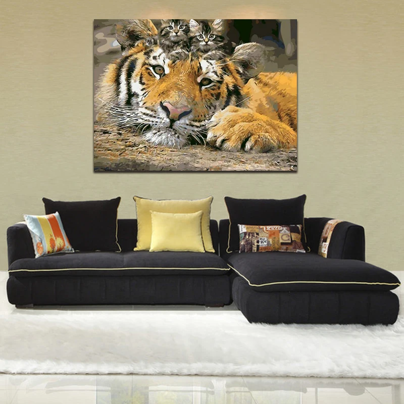 DIY картинки для раскраски по номерам с тигром рисунок рельеф живописи защелка