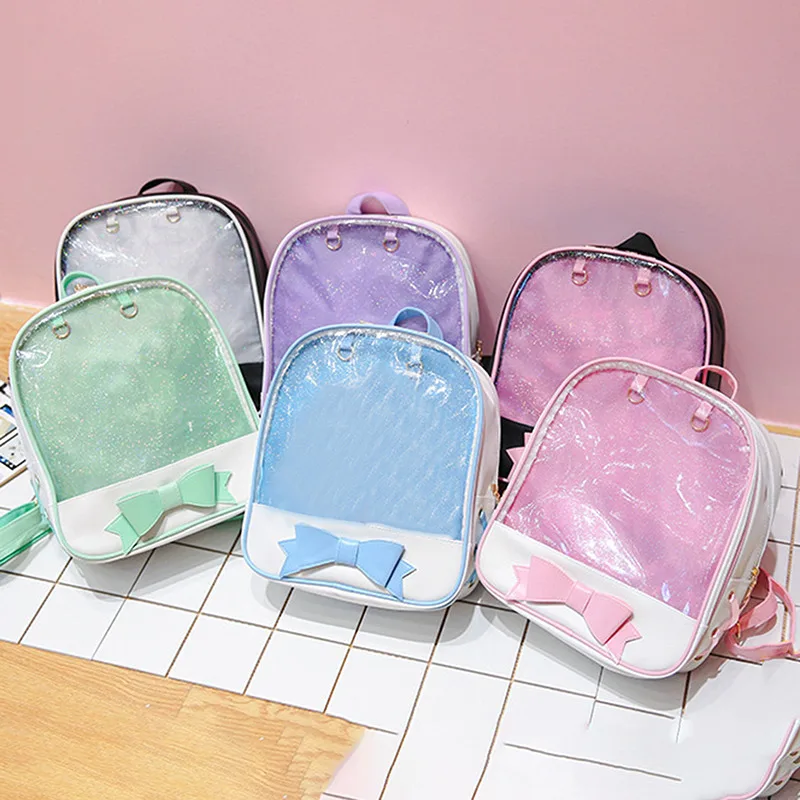 

Women's Backpack Transparent Waterproof PVC Bag Female Fashion College Students Transparent Bag Large Solid Clear Backpacks