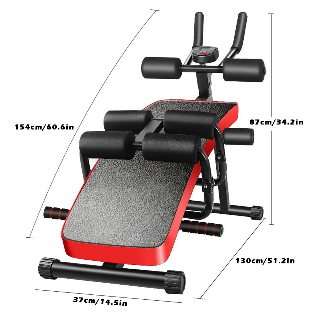 

Multi-function Sit-up Bench Foldable Push-up Board with Elastic Fitness Ropes and Legs Preacher Waist Training Machine