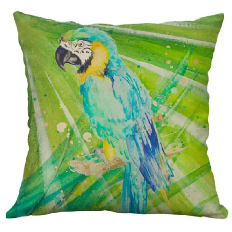 Хлопок диван рисунок подушка лен чехол Декор 18 дюймов домашний попугай | Дом и сад