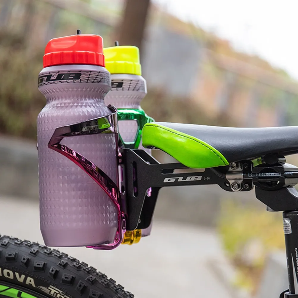 

MTB Bike Double Bottle Cage Adapter Bicycle Water Bottle Cage Saddle Mount Triathlon Saddle Rail Mounted Bottle Cage Bracket