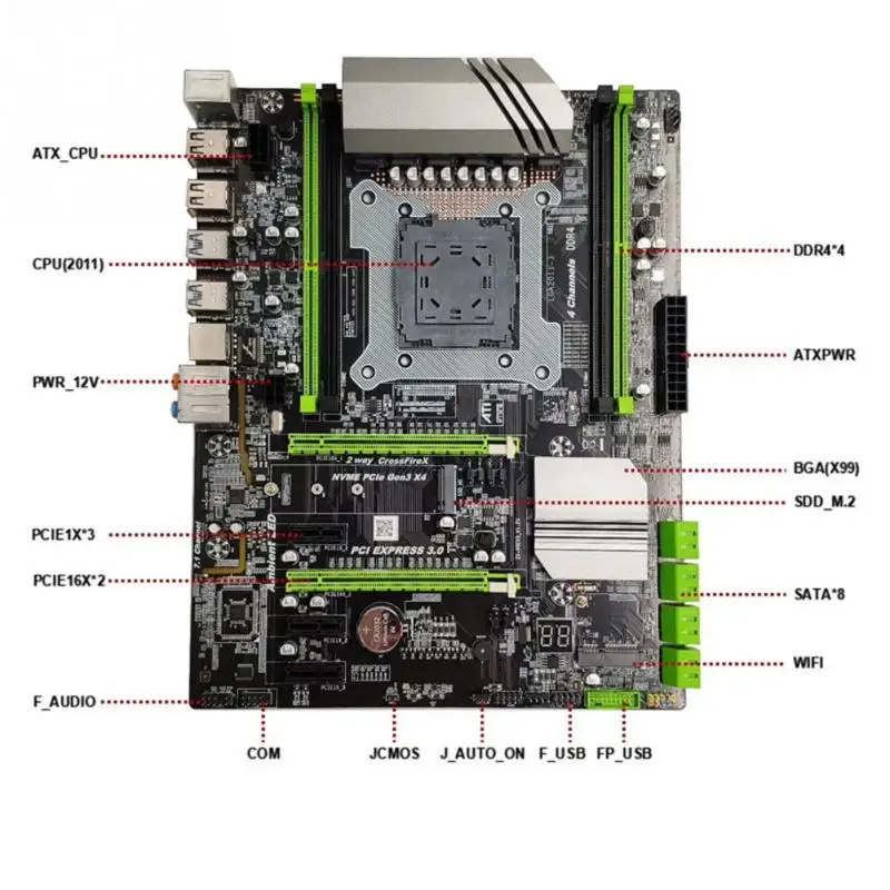 X99 LGA 2011 материнская плата для I3 I5 I7 Ксеон DDR4 с четырьмя каналами памяти 64 г ECC REG SATA 3