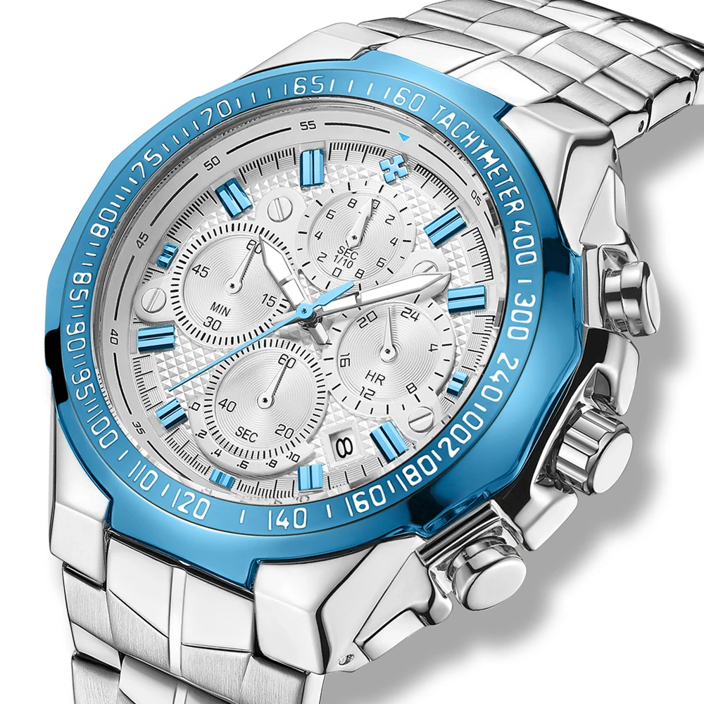 Мужские наручные часы WWOOR роскошные классические кварцевые с хронографом и