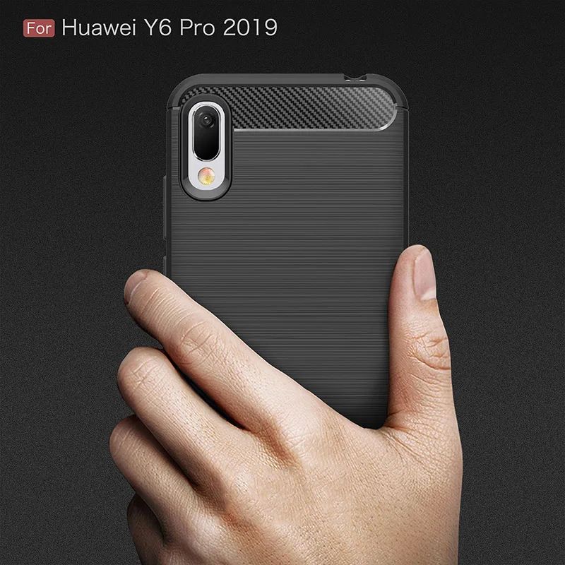 Чехол для Huawei Y6 Pro 2019 чехол из углеродного волокна чехлы телефонов с полной
