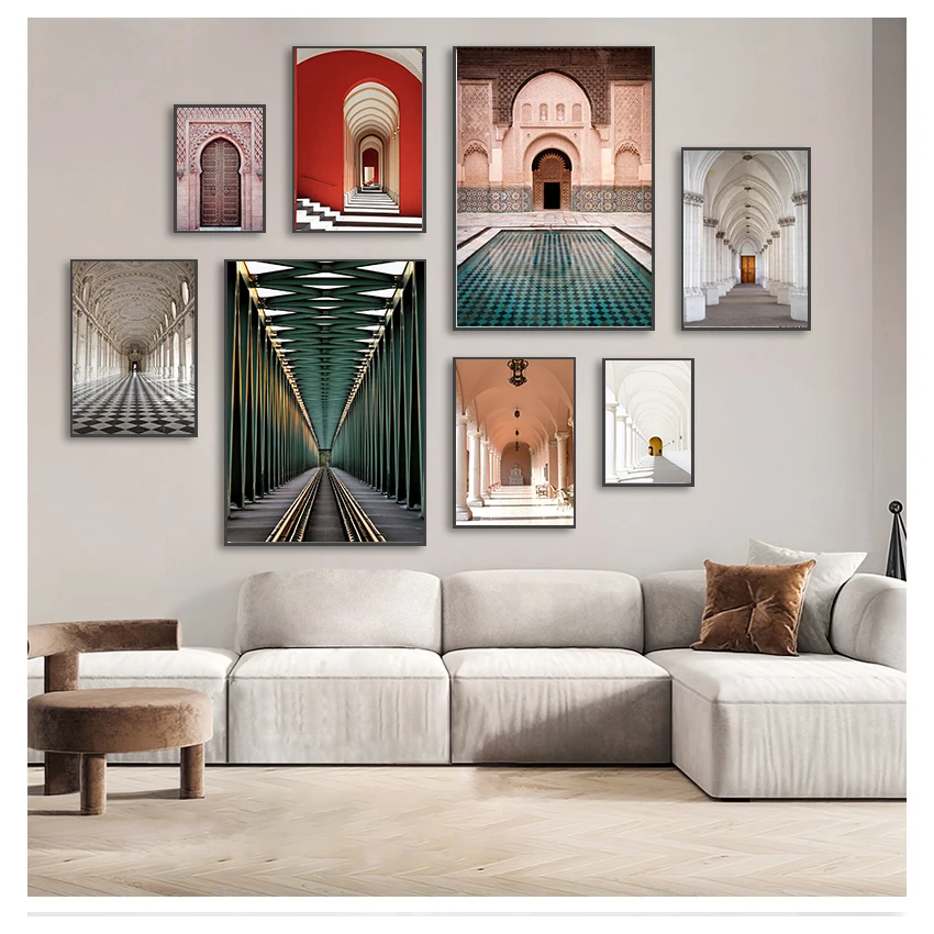 

Posters World Famous Architecture Art Pictures Printed Living Room Canvas Painting Home Decor Modern Nordic Morocco Door Vintage