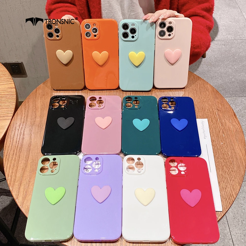 

Colorful Love Phone Case for iPhone 13 12 11 Pro Max Mini XR Xs MAX Soft Luxury Purple Cute Case for iPhone 7 8 Plus Cover Coque