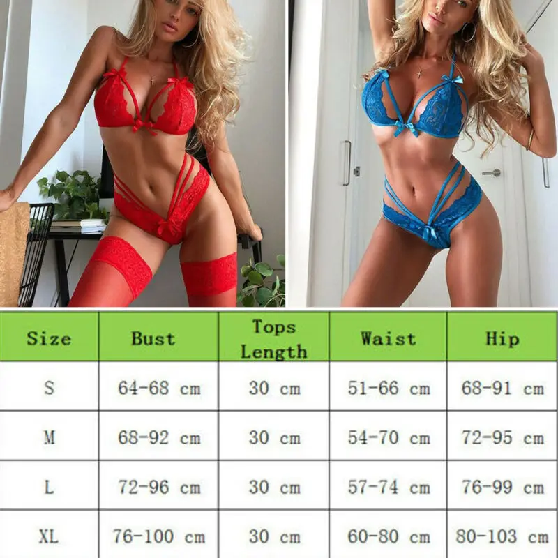 Sexy Women Underwear Set Lace Jumpsuit Lingerie Sex Erotic Costumes Blue/Red Nightwear | Женская одежда