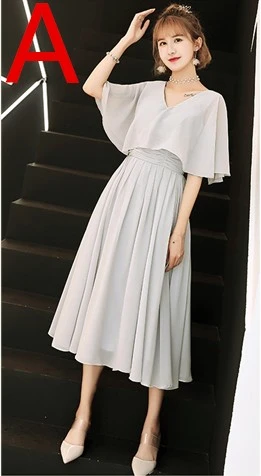 Robe de soiree сексуальные короткие элегантные новые серые шифоновые женские; с открытыми плечами Выпускные платья платье vestido de festa платья W4319 - Цвет: A