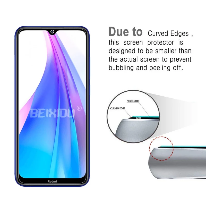 2 шт Полное закаленное стекло для Xiaomi Redmi Note 8T защита экрана закаленное стекло для Redmi Note 8T защитная пленка