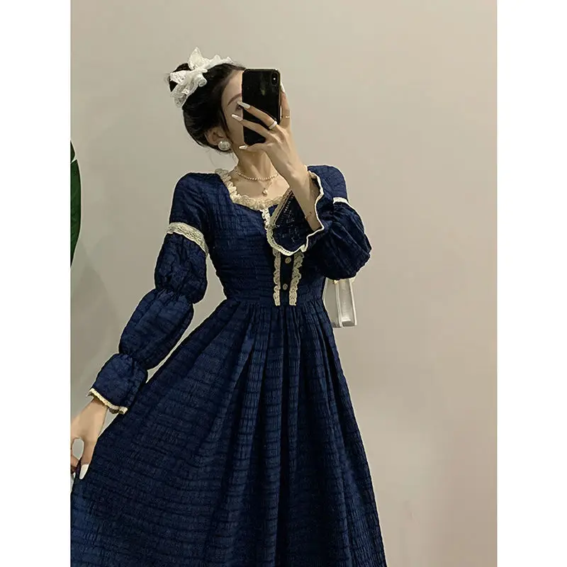 

Sweet Lolita Dress Women Autumn Elegant Patchwork Party Midi Dress Female Korean Japan Style Fall Dresses for Women 2021