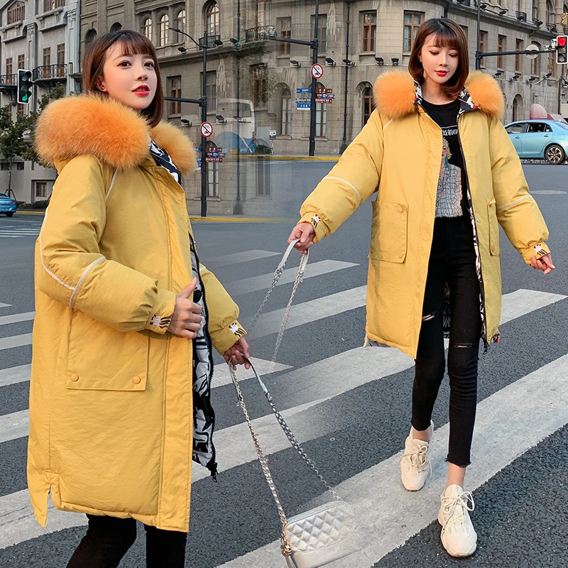 Двухсторонняя осенне-зимняя куртка с капюшоном Женская Модная хлопковая