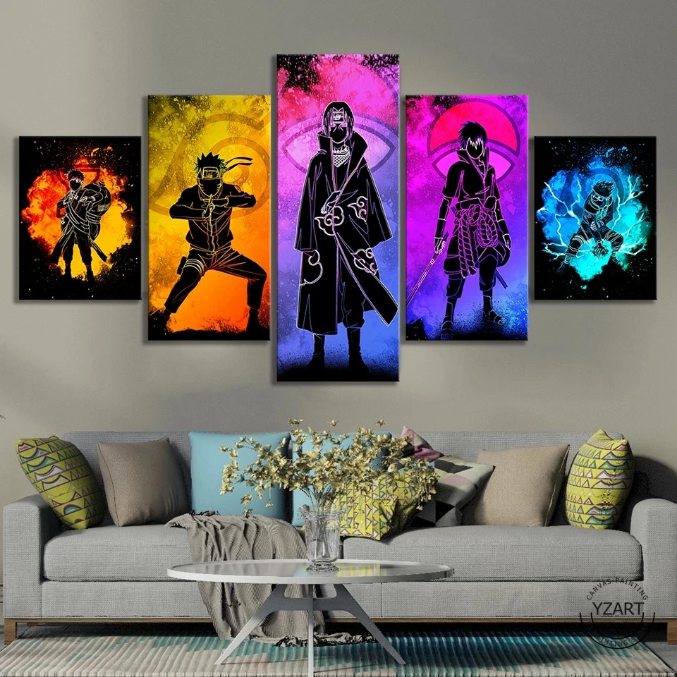 

5 Piece Canvas Wall Art Anime Characters Picture Watercolor Abstract Poster Prints Boy Girl Bedroom Decoration Frame Painting