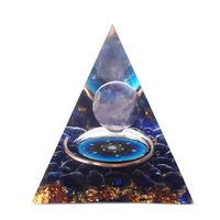 60mm handmade crystal sphere orgonite pyramid with kyanite stone reiki chakra energy orgone