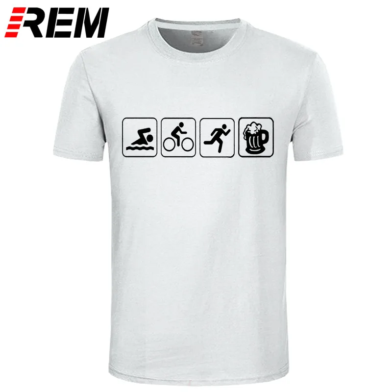 Футболка REM Мужская для триатлона хлопок короткий рукав Забавный принт плавания