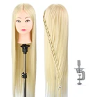 Голова-манекен для укладки волос Neverland, 30 дюймов, жаростойкое волокно, для практики стрижки волос, блонд, манекен для парика
