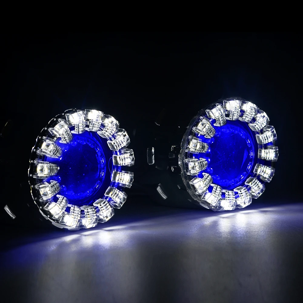 BLUE DEVIL EYES Светодиодные ходовые огни Лотос прятать ангельские глаза 2,5 дюймов би ксенон объектив проектора для Фар H4 H7 автомобиль модифицированный налобный фонарь дьявол глаза - Цвет: BLUE DEVIL EYES