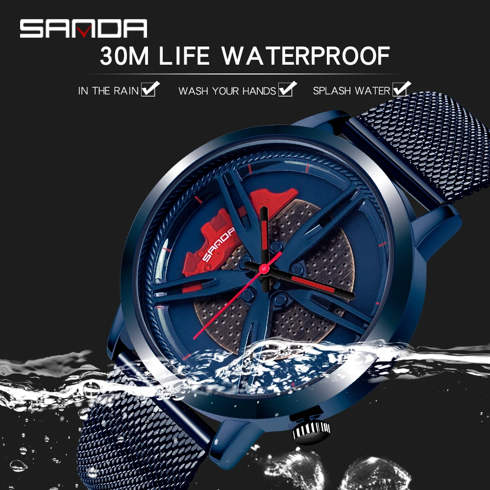 Горячая Распродажа мужские часы с гоночными автомобильными колесами