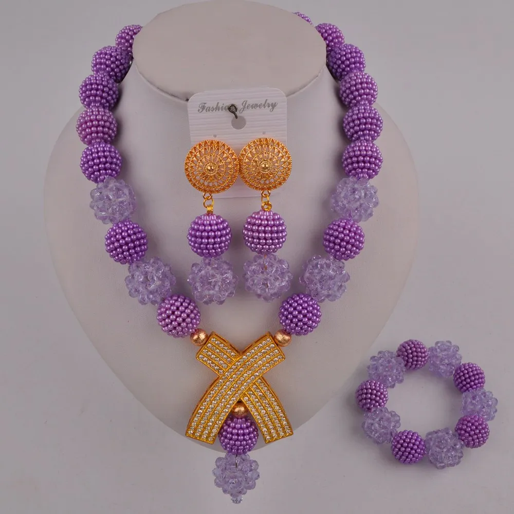 

lilac african beads jewelry set FZZ105