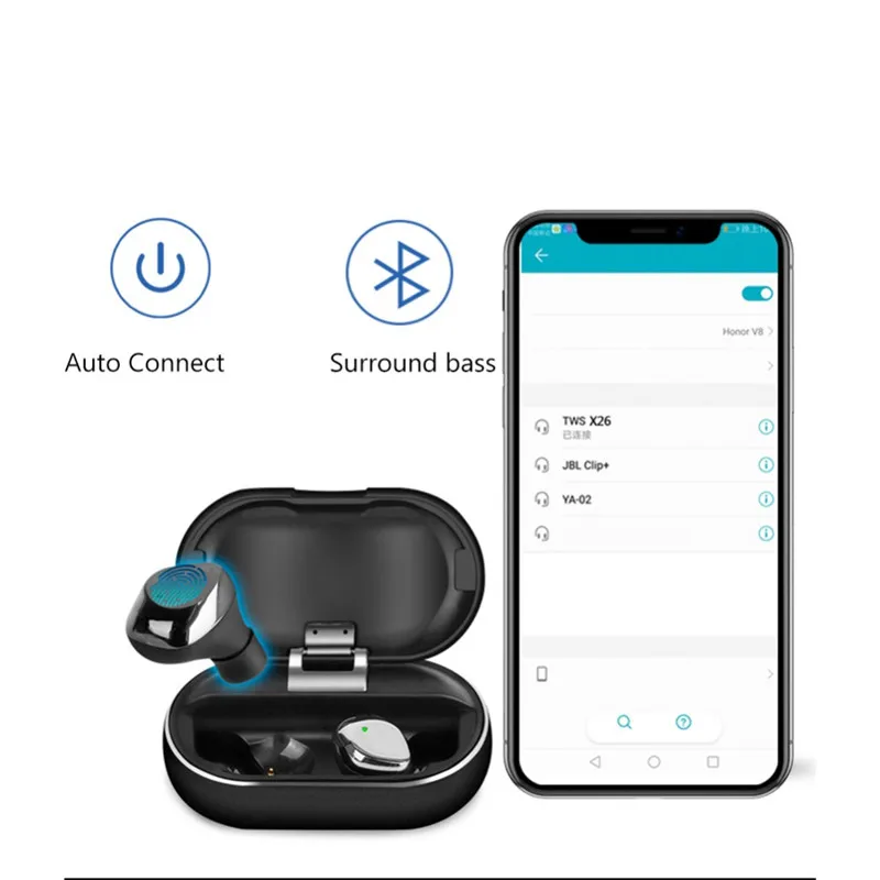 Беспроводные наушники X26 TWS bluetooth-наушники стерео для спорта с bluetooth 6D