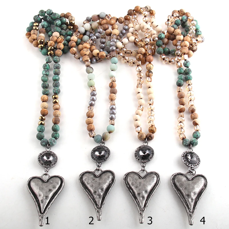 MOODPC модные богемные этнические ювелирные изделия каменная длинная цепь с узлом