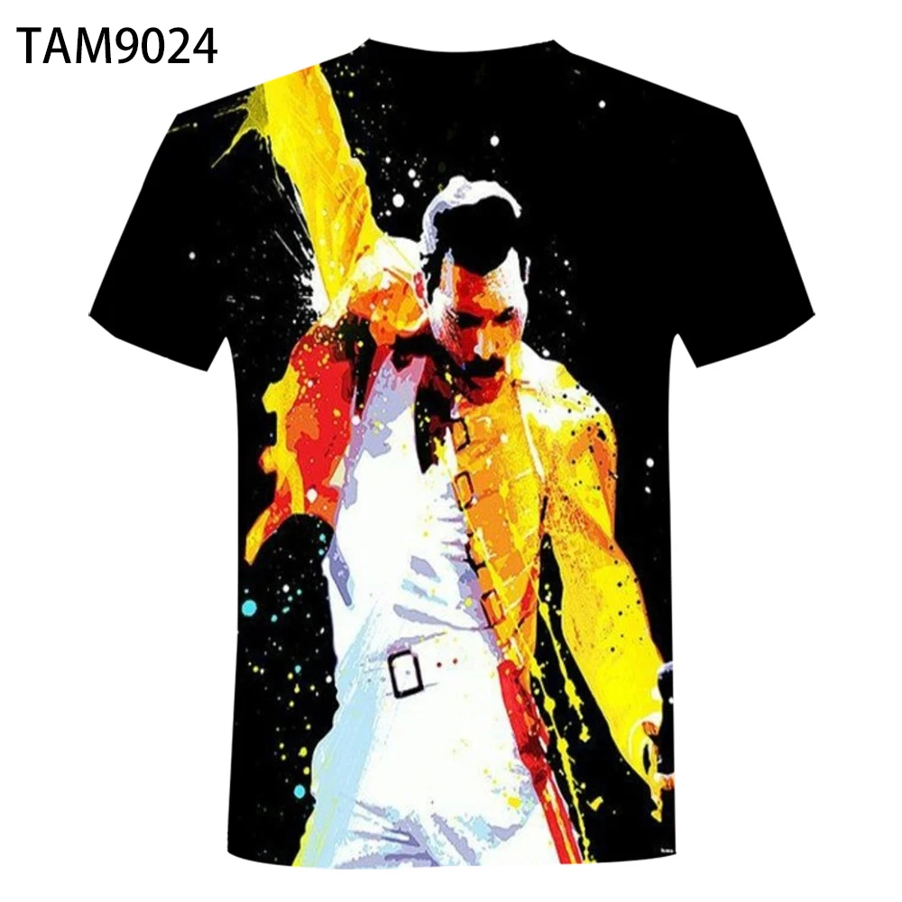 

2021 New Men's and Women's T-shirt 3D Cartoon Freddie Mercury Print Funny Short-sleeved Top