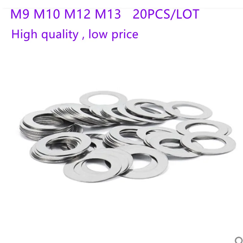 

20 шт./лот M9 M10 M11 M12 M13 плоская шайба из нержавеющей стали, ультратонкая прокладка, толщина 0,1 0,2 0,3 0,5 мм