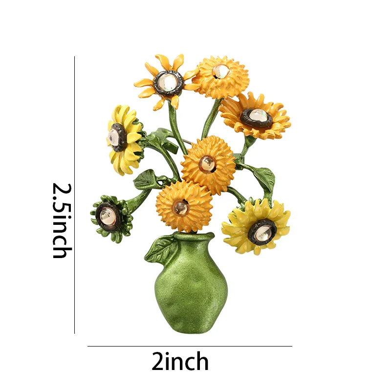 

Sunflower Brooch Exquisite Plant Flower Brooch Pastoral Style Brooch Women's Custom Corsage Brooch Sunflower Rhinestone Pins
