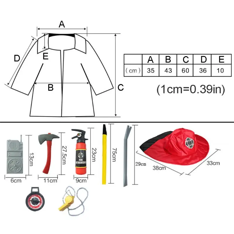 

Kids Cosplay Costume Career Firefighter Policemen Pretend Play Halloween Outfit