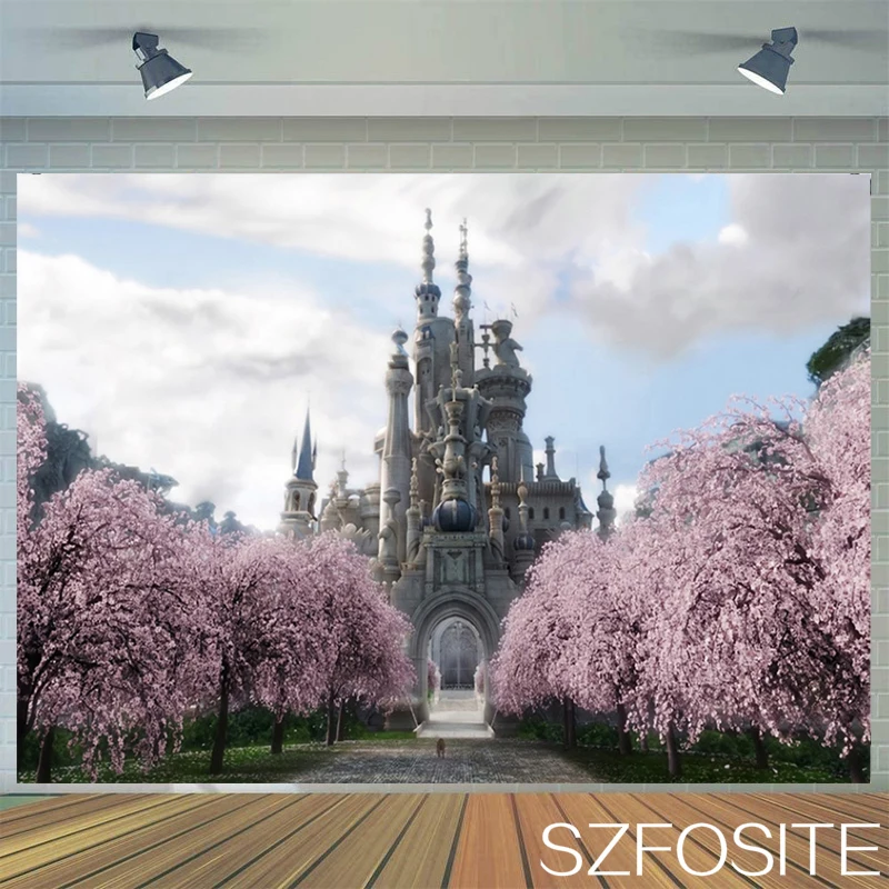 

Photography Beautiful Dream Castle Flower Backdrop Family Room Decoration Picture Custom Child Birthday Party Vinyl Background