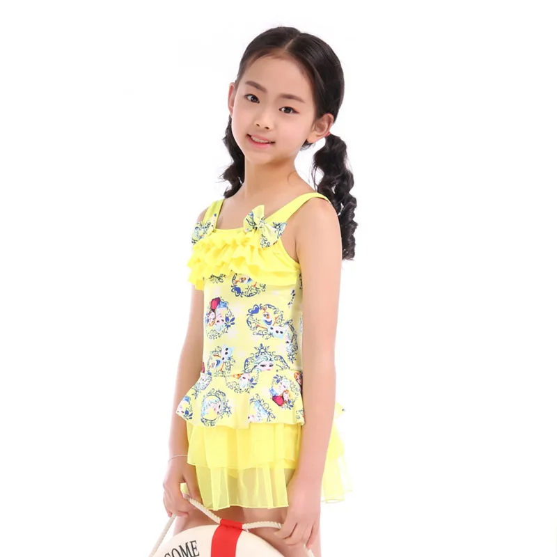 Детское бикини для девочек милый купальник из 2 предметов с мультяшным принтом