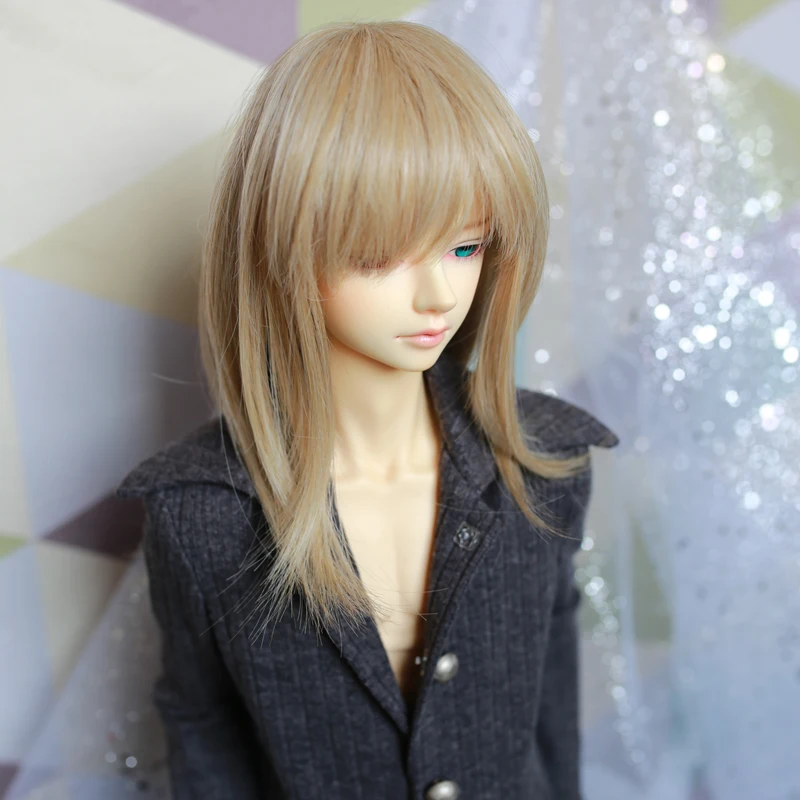

1/3 1/4 Bjd Wig Doll Man Fashion Style Shoulder Length Hair for BJD Doll Khaki Color Short Hair for Doll Young Boy
