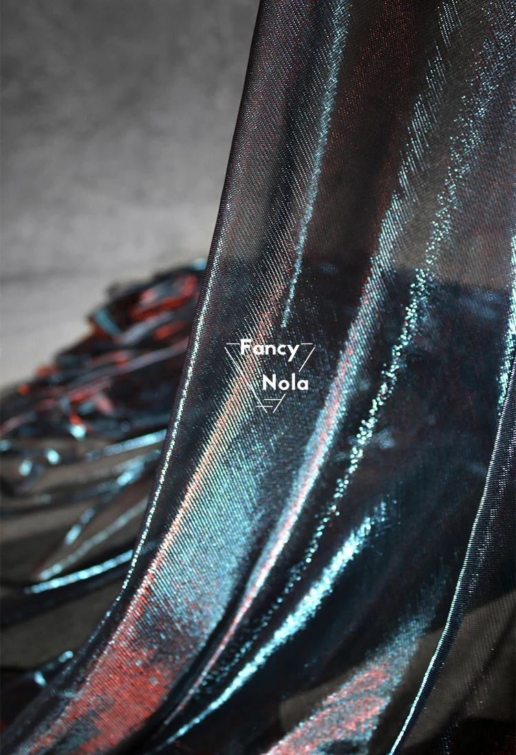 Лазерная Переливающаяся сетчатая ткань с отверстиями градиентные цвета