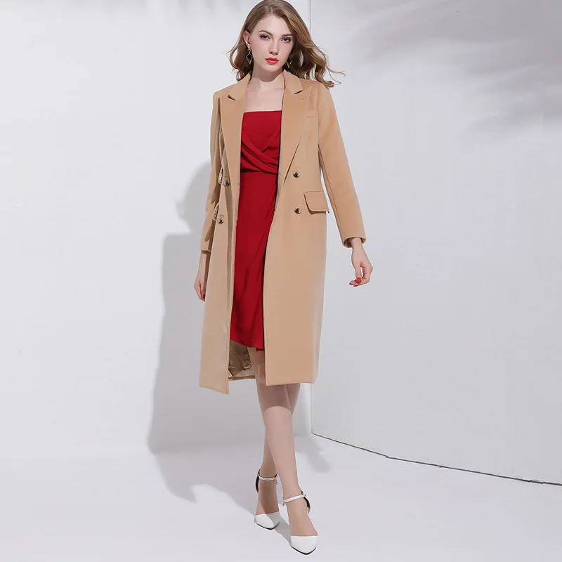 Новинка 2020 модные женские шерстяные пальто OL облегающая верхняя одежда в