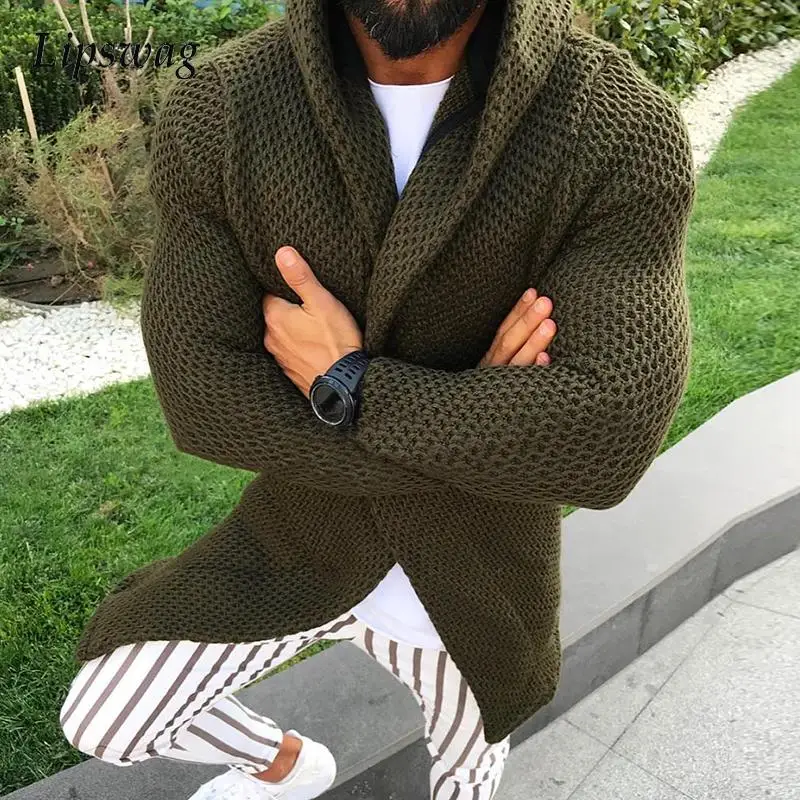 

2022 Spring Mens Casual Solid Hooded Sweaters Harajuku Long Sleeve Loose Knitted Cardigan Hoodies For Men Winter Fashion Jackets