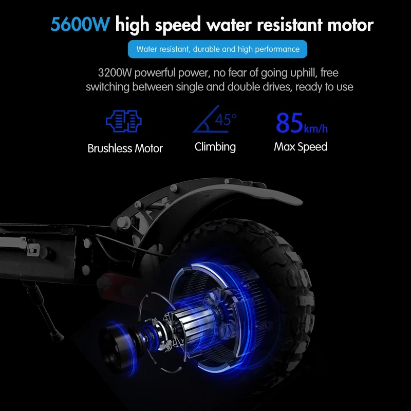 11 Inch Off Road Electric Scooter 85KM/H Max Speed Folding E 60V 5600W Dual Motor Scooters Adults with Seat | Спорт и развлечения