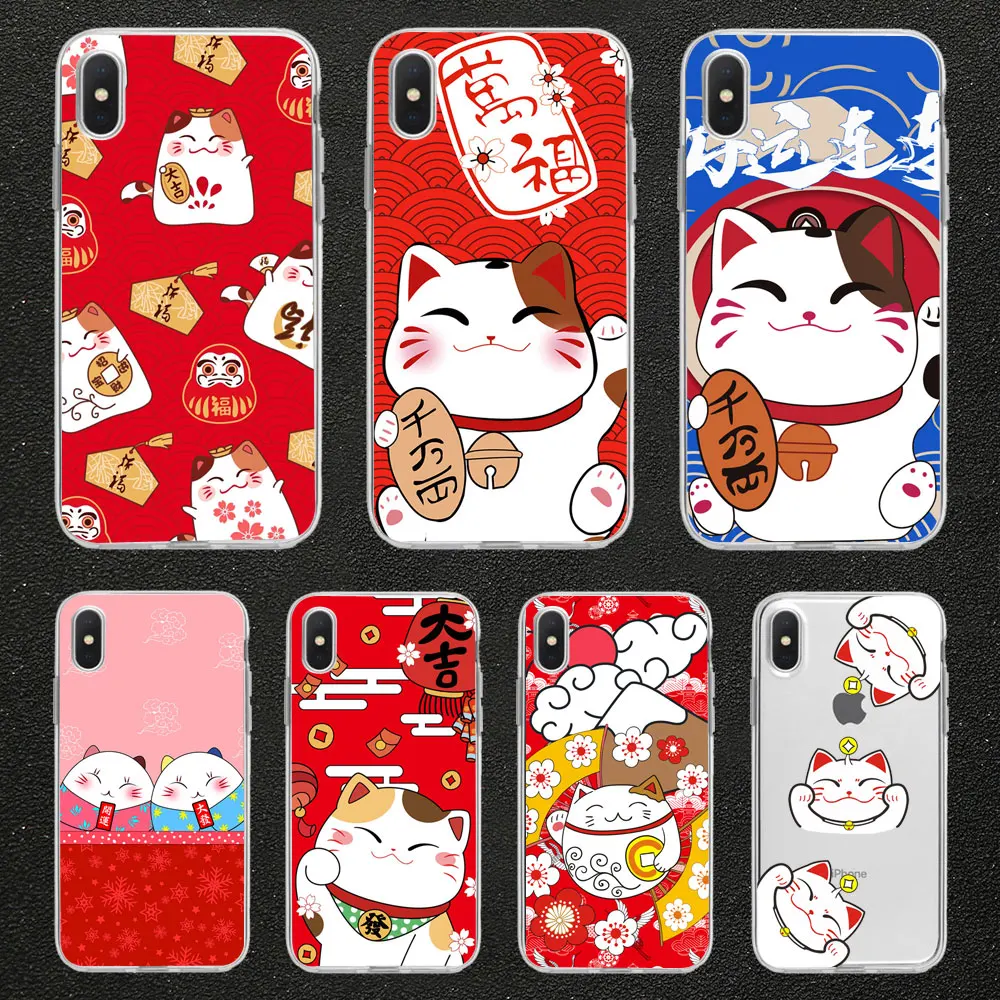 Новогодний чехол для телефона Lucky Cat для iPhone xr 5S 6S 7 8 Plus x xs max силиконовый чехол из ТПУ для huawei P30 P10 P20 lite mate 20 lite