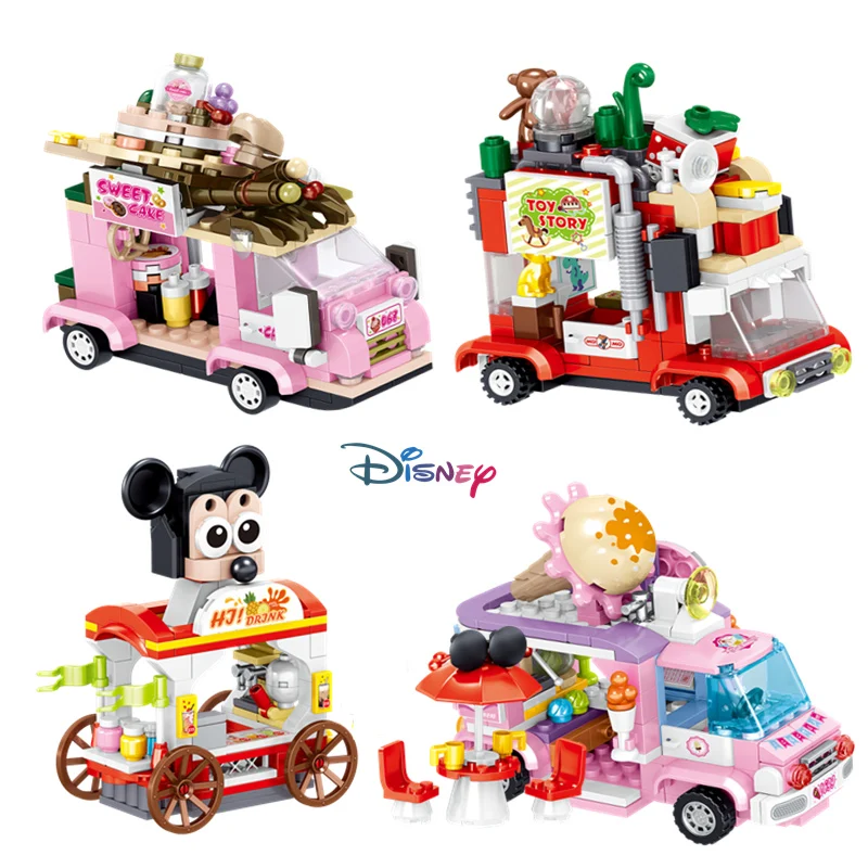 

Disney 743PCS 4 Dolls Mickey Minnie Fantasy Delicious StreetView Cartoon City Creative Building Blocks Brick Toy Gift Children