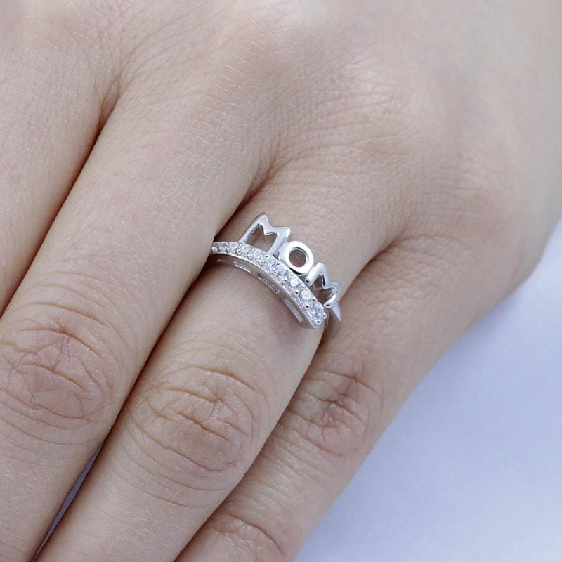 Кольцо женское с кристаллами и надписью мама | Украшения аксессуары