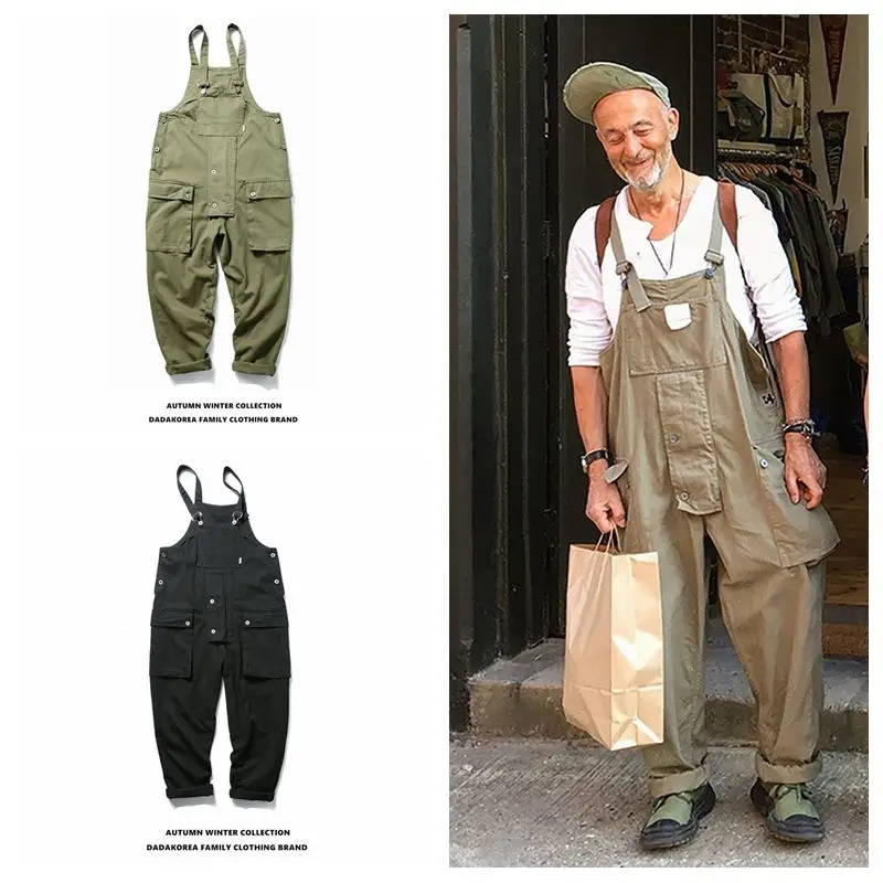 Мужской повседневный комбинезон Ins Осенний Свободный с карманами в уличном стиле