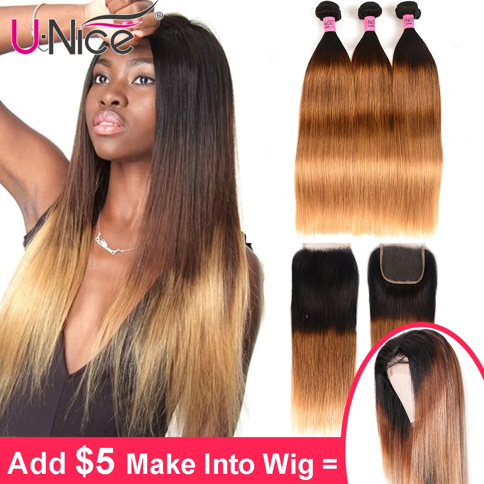 Волосы UNICE 200% 250% плотность Медовый коричневый парик из человеческих волос без