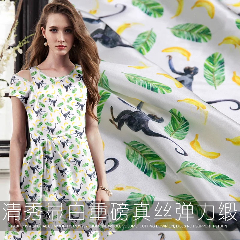 

Шелковая стрейчевая атласная ткань с принтом, летнее платье, рубашка из шелка тутового шелкопряда, одежда
