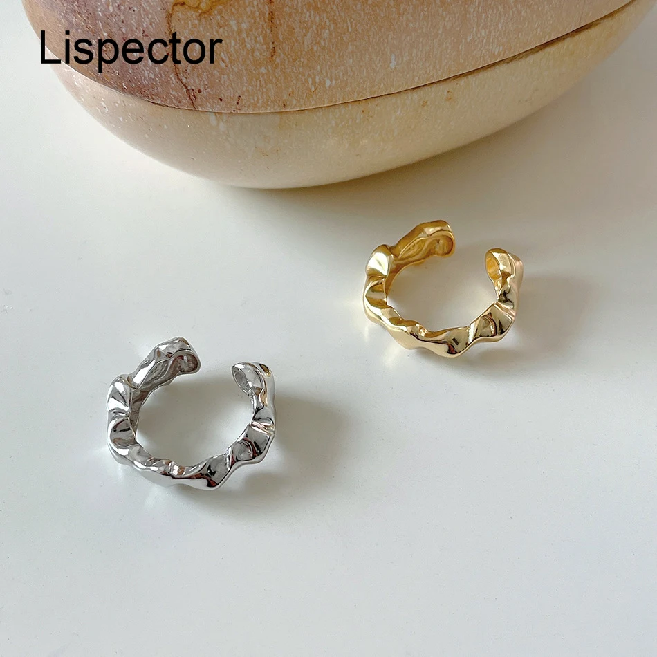 

Lispector 925 Sterling Silver French Irregular Rings for Men Women Minimalist Open Ring Unisex Matching Jewelry Couple Gifts