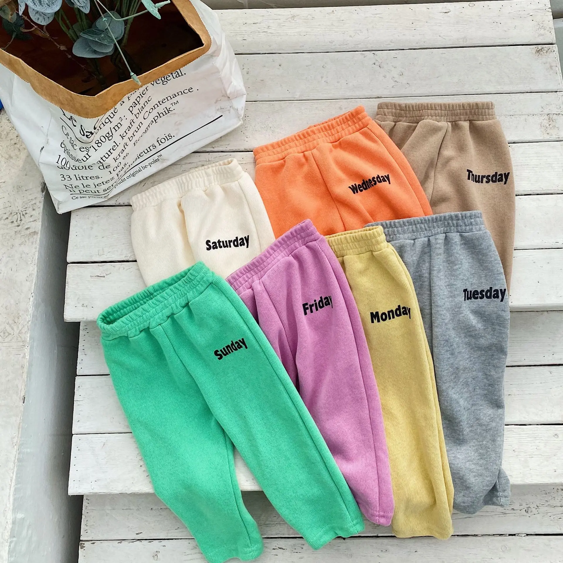 Весенние спортивные штаны с буквенным принтом для мальчиков и девочек Детские