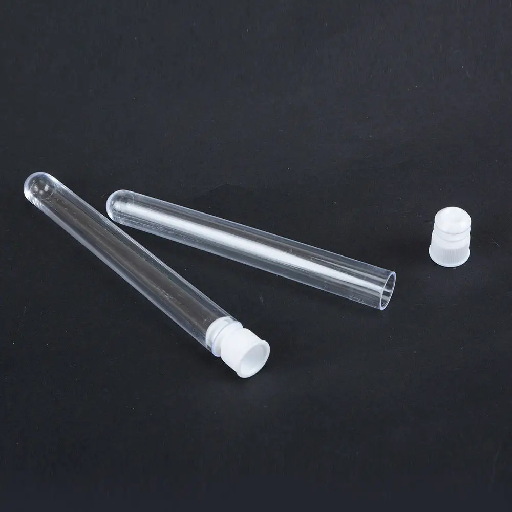 

50pcs Clear Plastic Test Tube With Cap 12/15x100mm U-shaped Bottom Long Test Tube Lab Supplies Home Storage Bottles