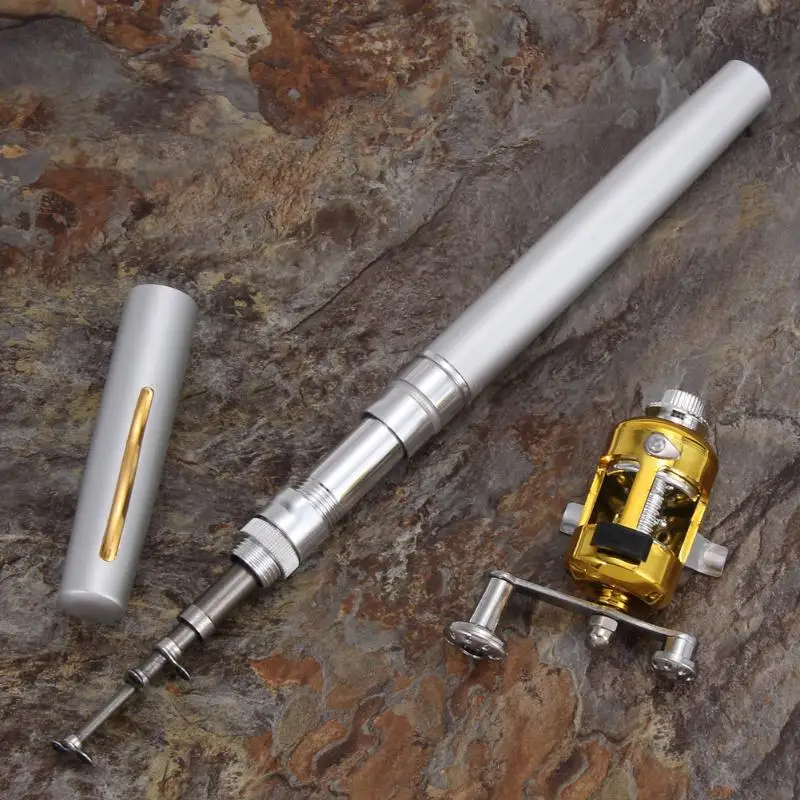 Portable Pocket Telescopic Mini Fishing Pole Pen Shape Folded Rods Lightweight Reel Wheel Rod Tackle Pesca | Спорт и развлечения