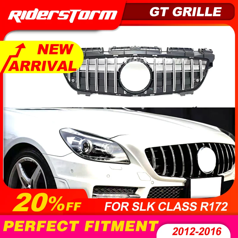 Для Mercedes SLK Class GT Grill R172 Алмазная решетка авто передняя Вертикальная решетка 2012- SLK200 SLK250 SLK300 SLK350 хром черный