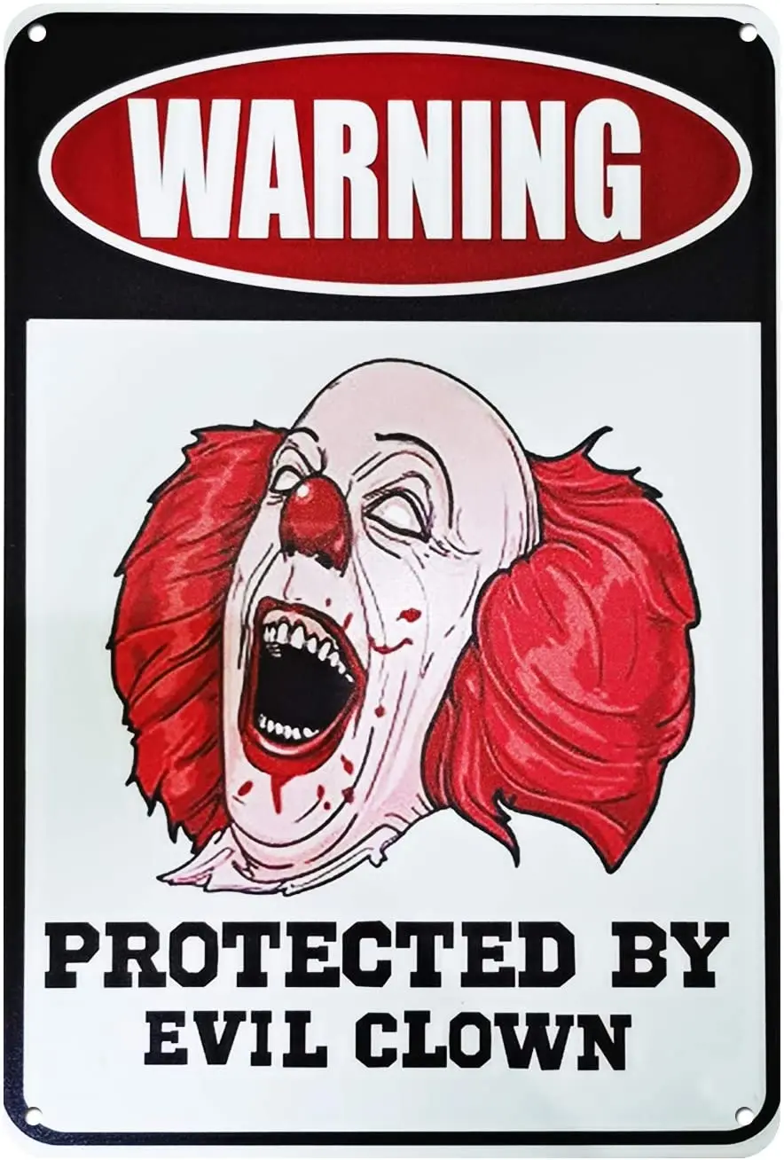 

Предупреждение бавный металлический знак клоуна для вашего гаража, мужской пещеры, двора или стены