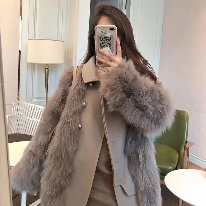 

Luxury Women's Winter Fox Fur Coats 2021 New Winter Faux Fur Jacket Warm Imitation Fur Overcoats Party Wear